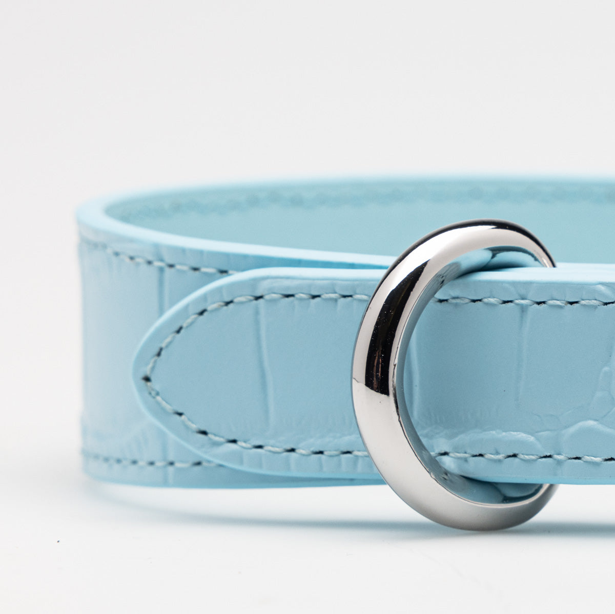 Babyblå Croco Hundhalsband Smal