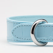 Babyblå Croco Hundhalsband Smal