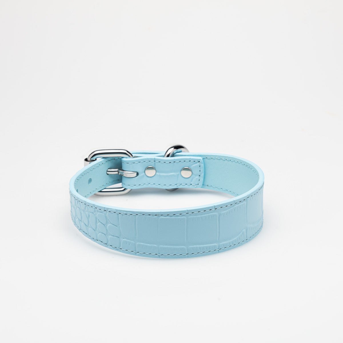 Babyblå Croco Hundhalsband Smal