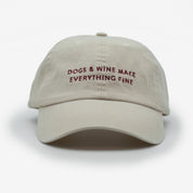 Beige Jeanskeps - Dogs & wine make everything fine