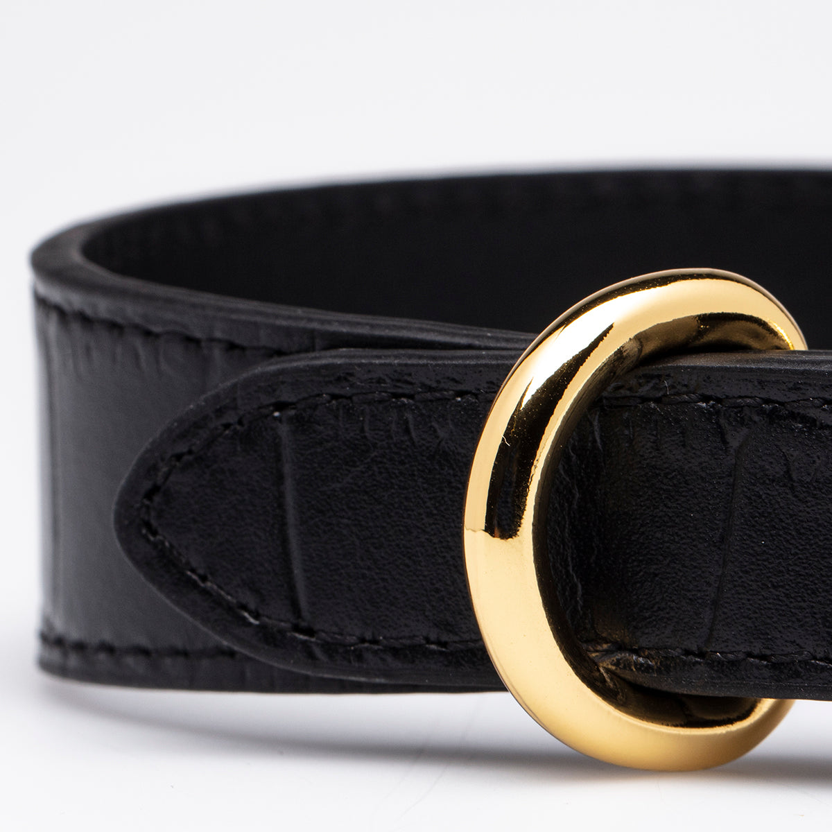 Svart Croco Hundhalsband Smal