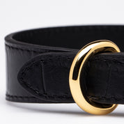 Svart Croco Hundhalsband Smal