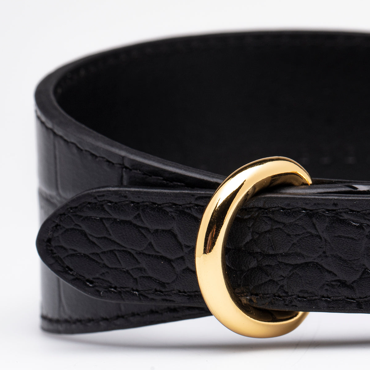Svart Croco Hundhalsband Bred