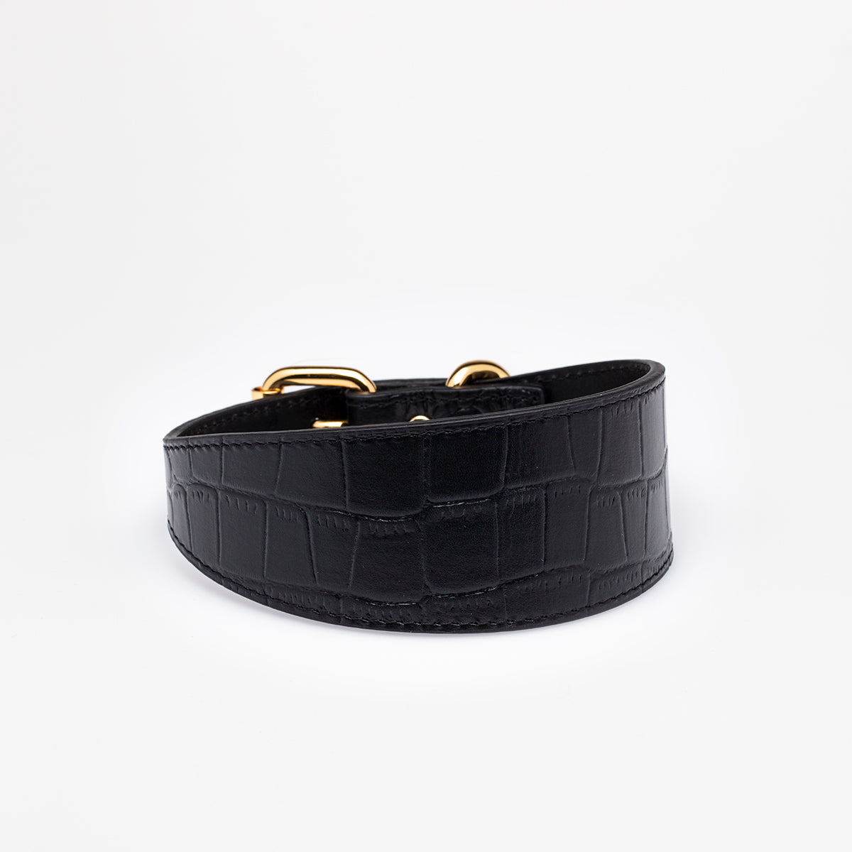 Svart Croco Hundhalsband Bred