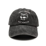 Svart jeanskeps - Logotyp "Anti-Social Cat Owner" 