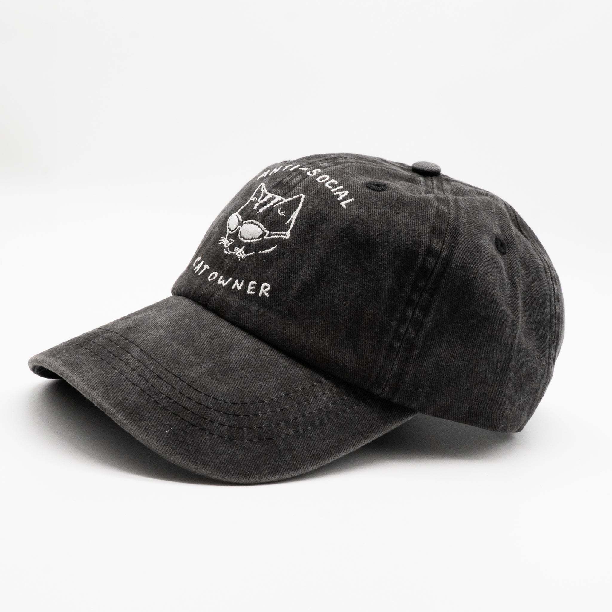 Svart jeanskeps - Logotyp "Anti-Social Cat Owner" 