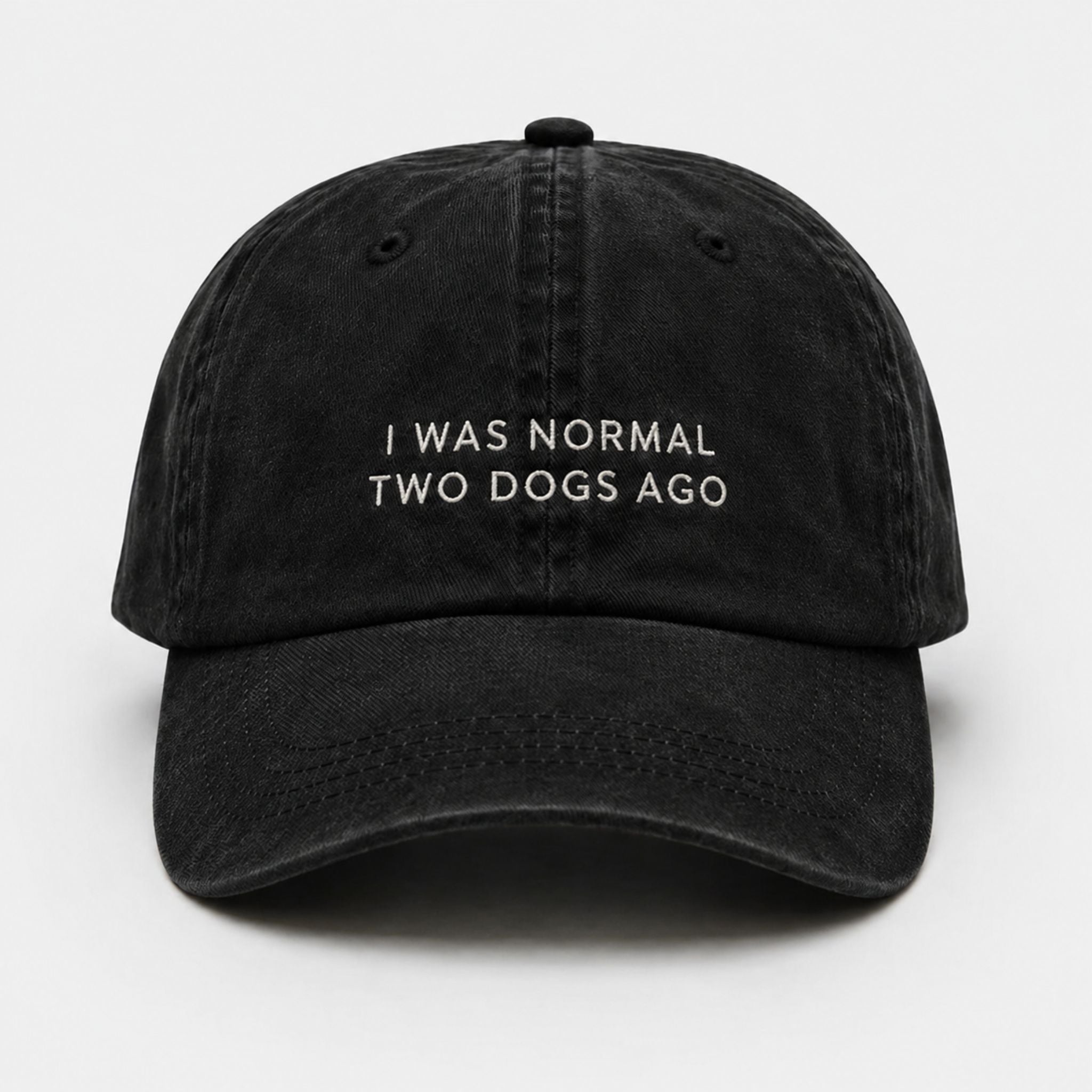 black-denim-cap-i-was-normal-two-dogs-ago-front.jpg
