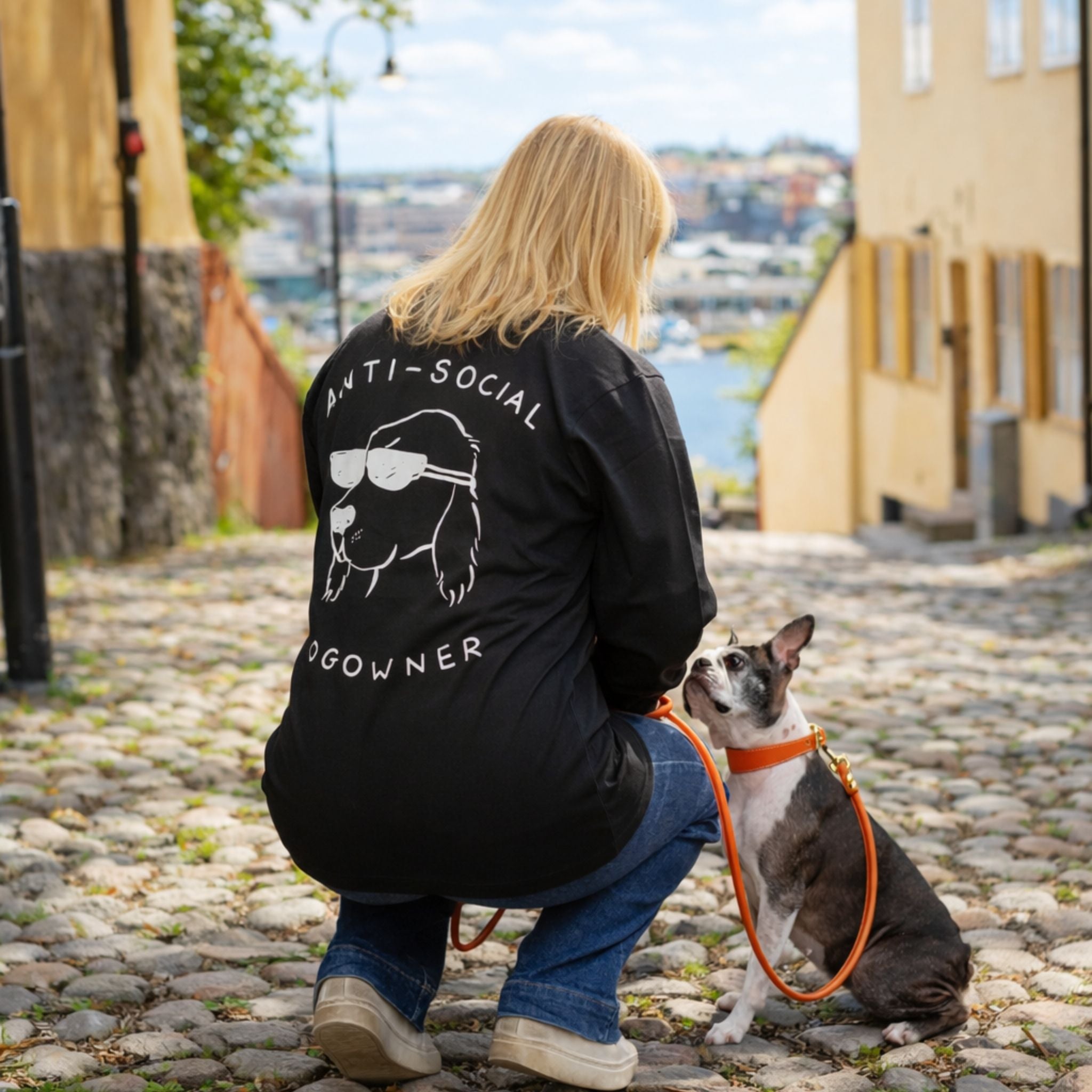 Svart Långärmad T-shirt - Anti-Social Dog Owner 