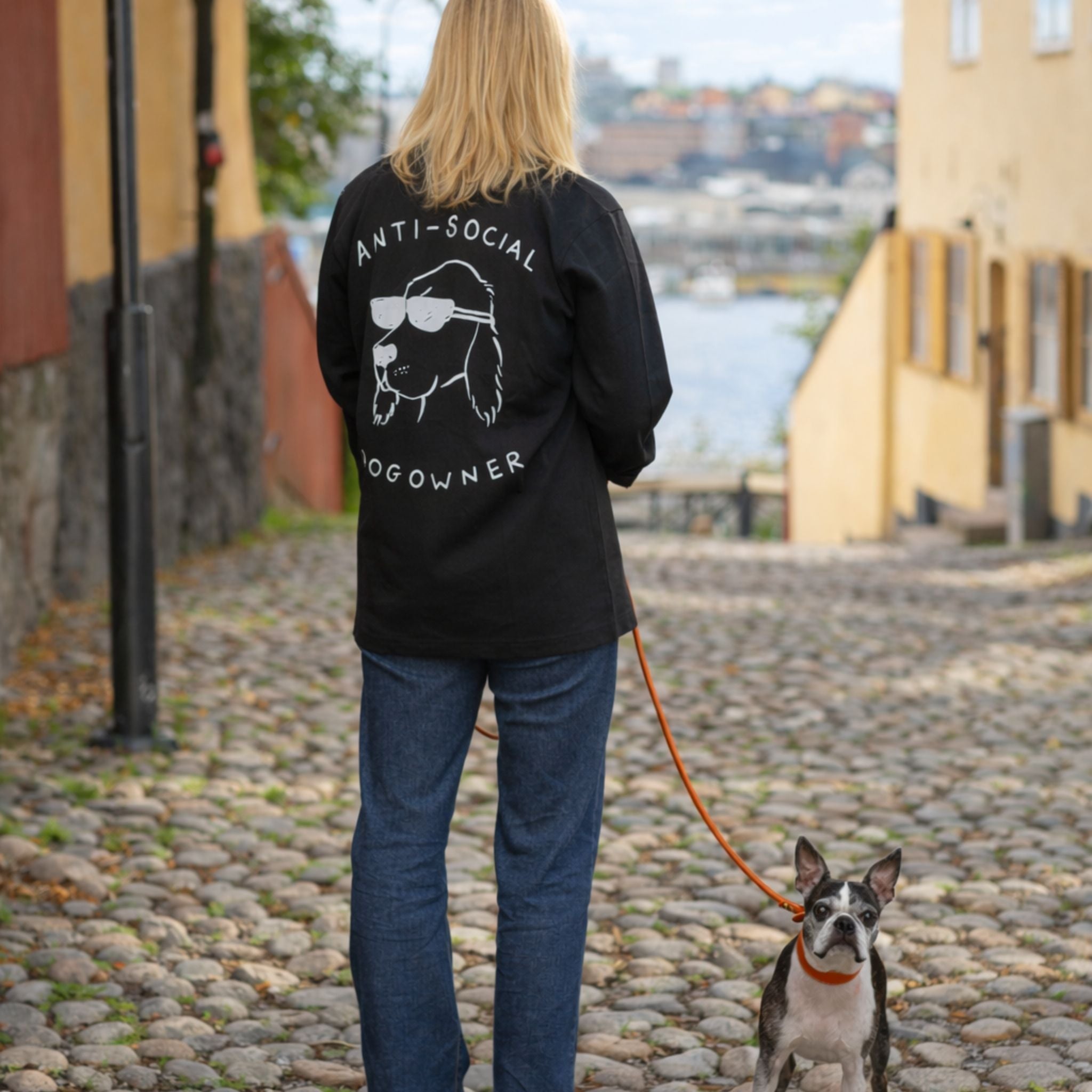 Svart Långärmad T-shirt - Anti-Social Dog Owner 