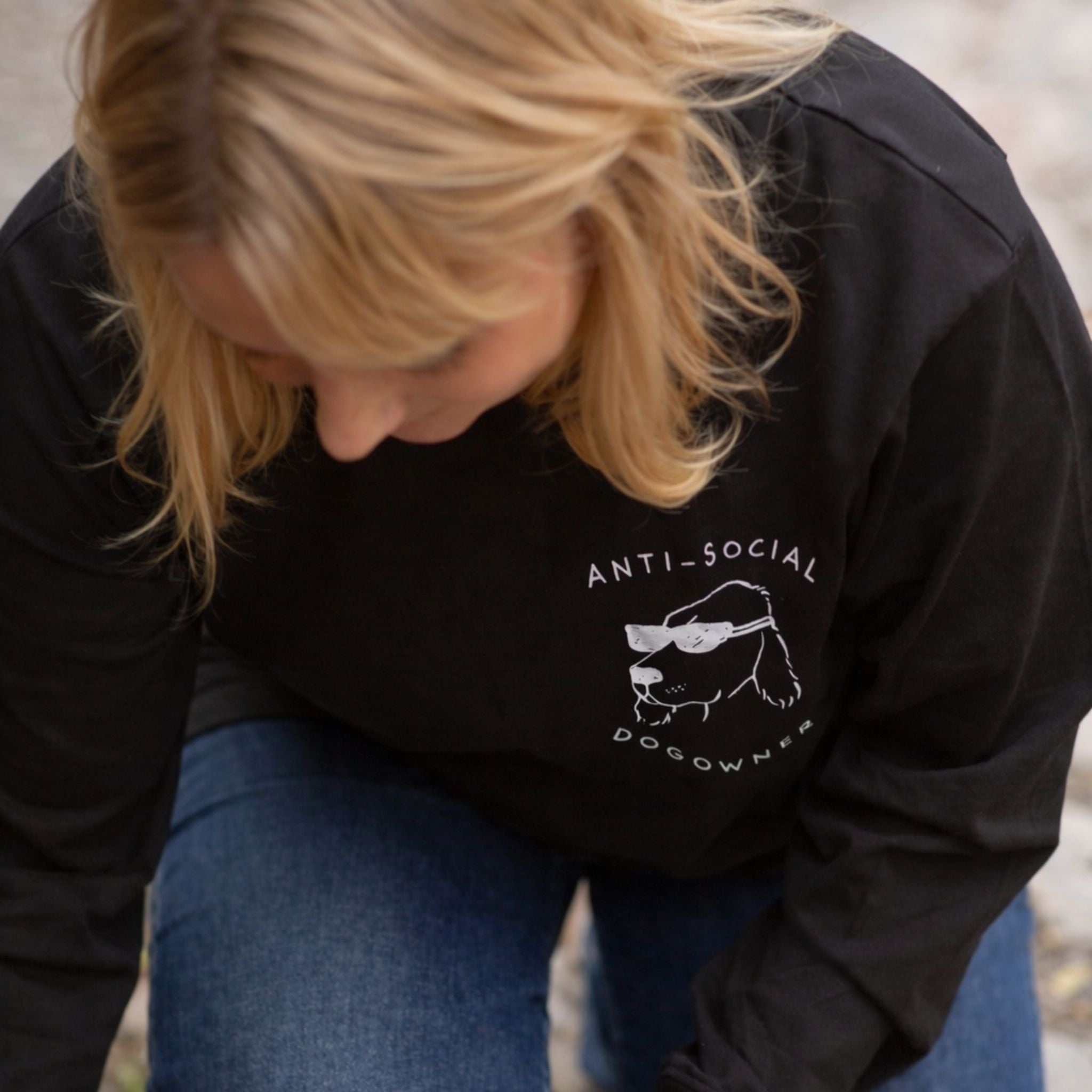 Svart Långärmad T-shirt - Anti-Social Dog Owner 