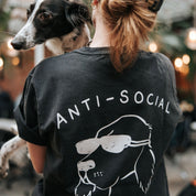 Vintage Svart T-shirt - Anti-Social Dog Owner 