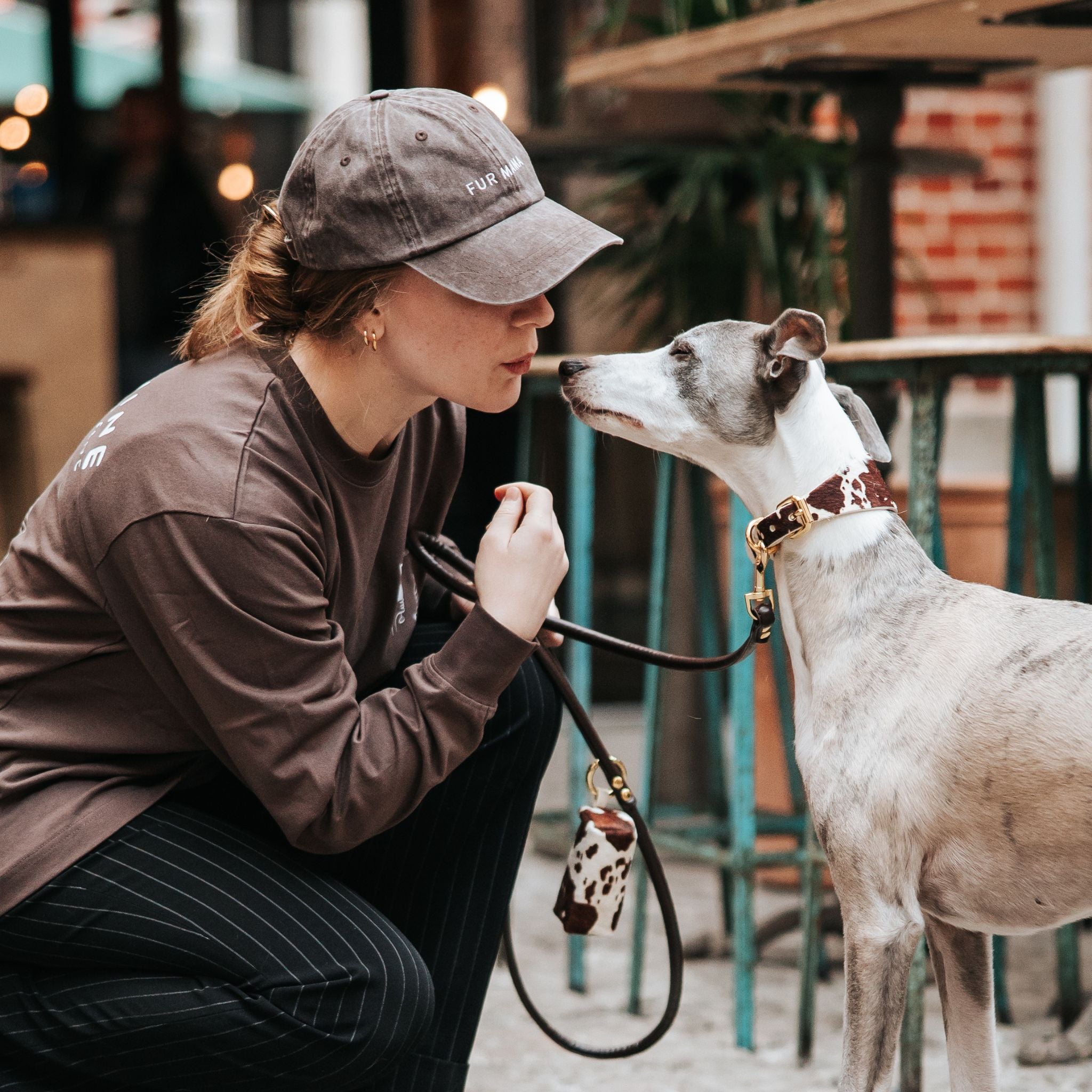 Brun Långärmad T-shirt - Dogs & Wine Make Everything Fine 
