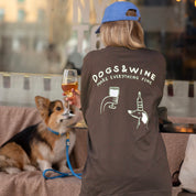 Brun Långärmad T-shirt - Dogs & Wine Make Everything Fine 