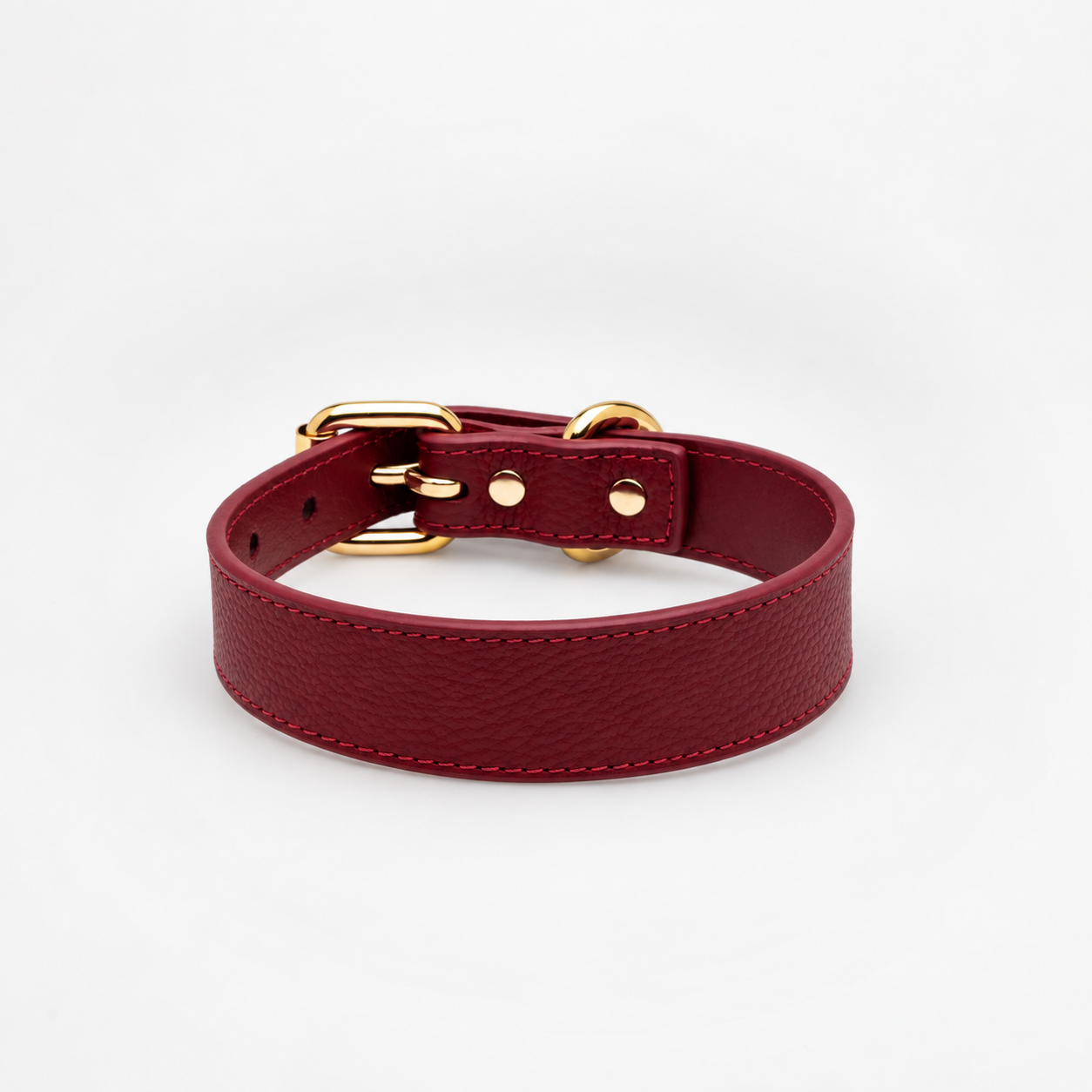 Vinröd Hundhalsband Smal