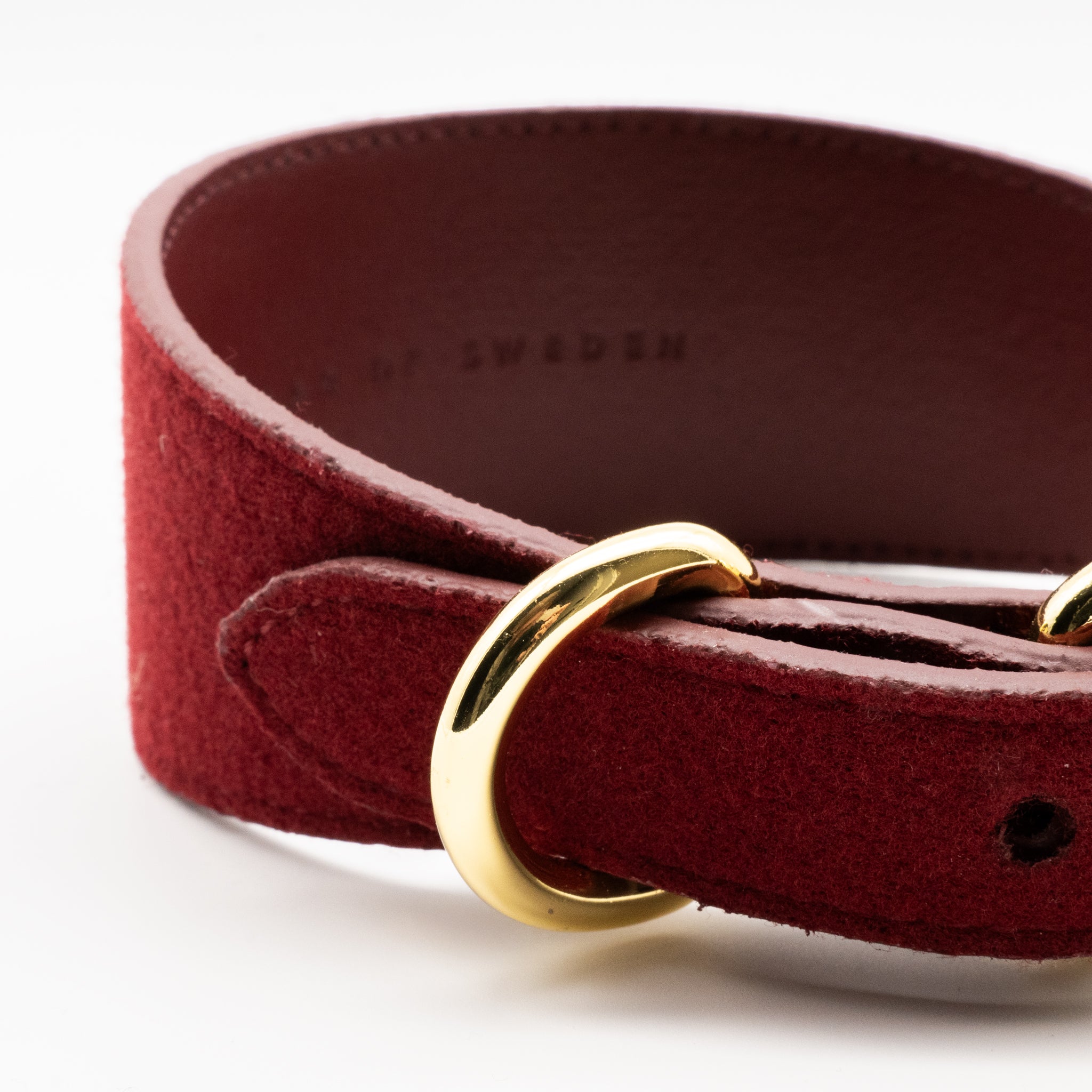 Vinröd Ull Hundhalsband Bred 