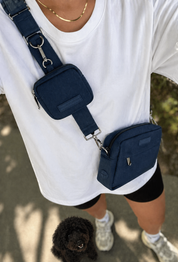 Mörkblå Denim Hundpromenadväska - Crossbody