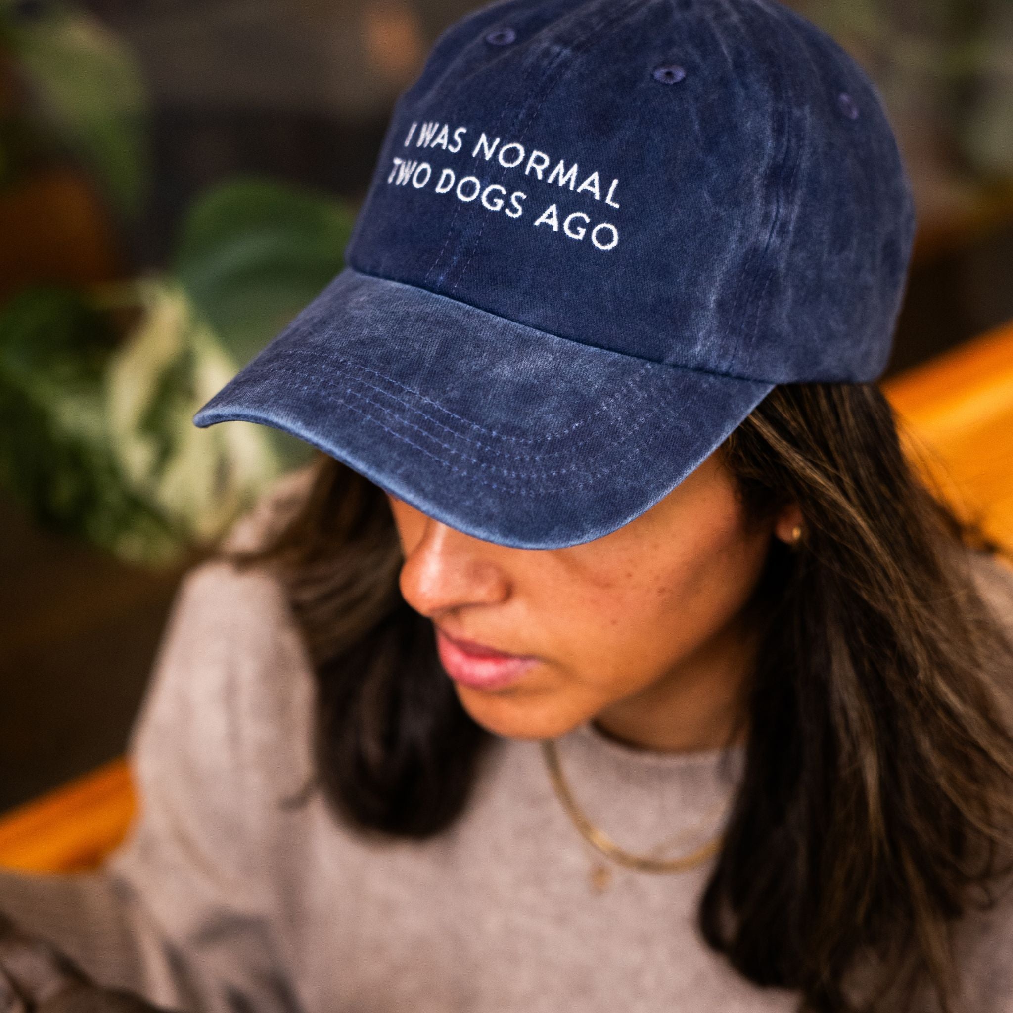 Dark Blue Denim Cap - I Was Normal Two Dogs Ago