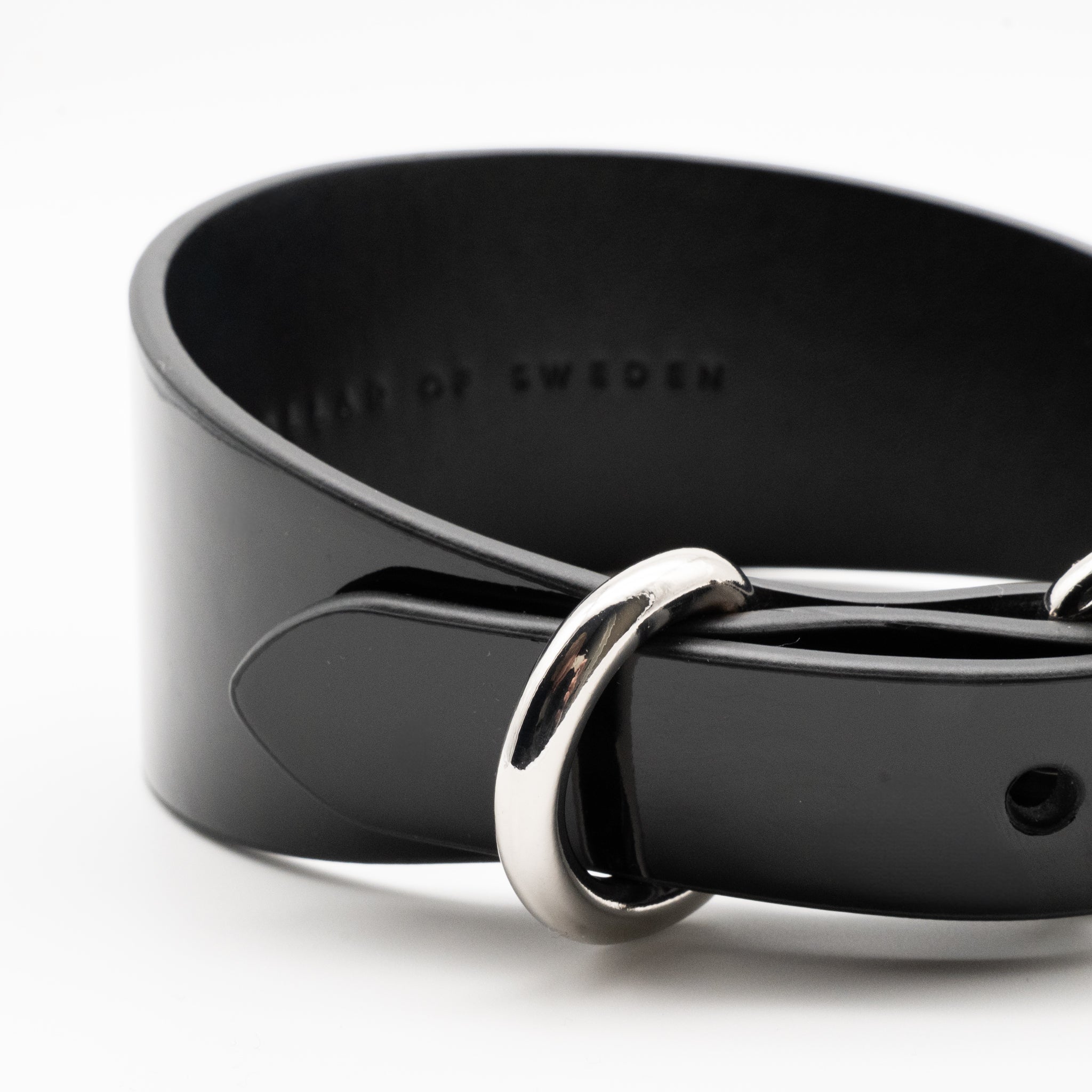 Svart Lack Hundhalsband Bred 