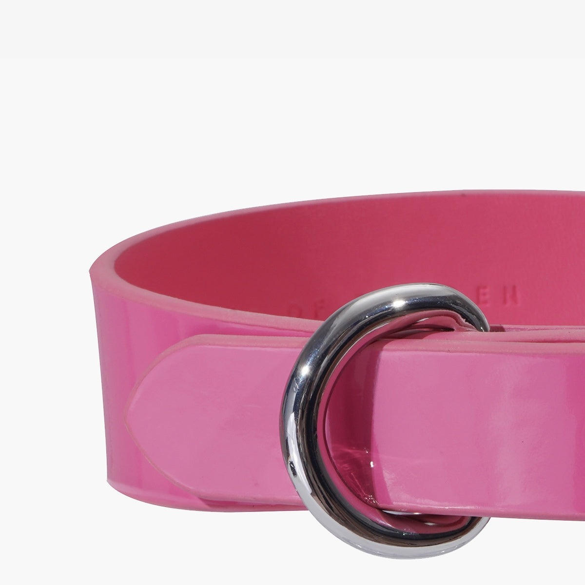 Rosa Lack Hundhalsband Smal