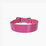 Rosa Lack Hundhalsband Smal