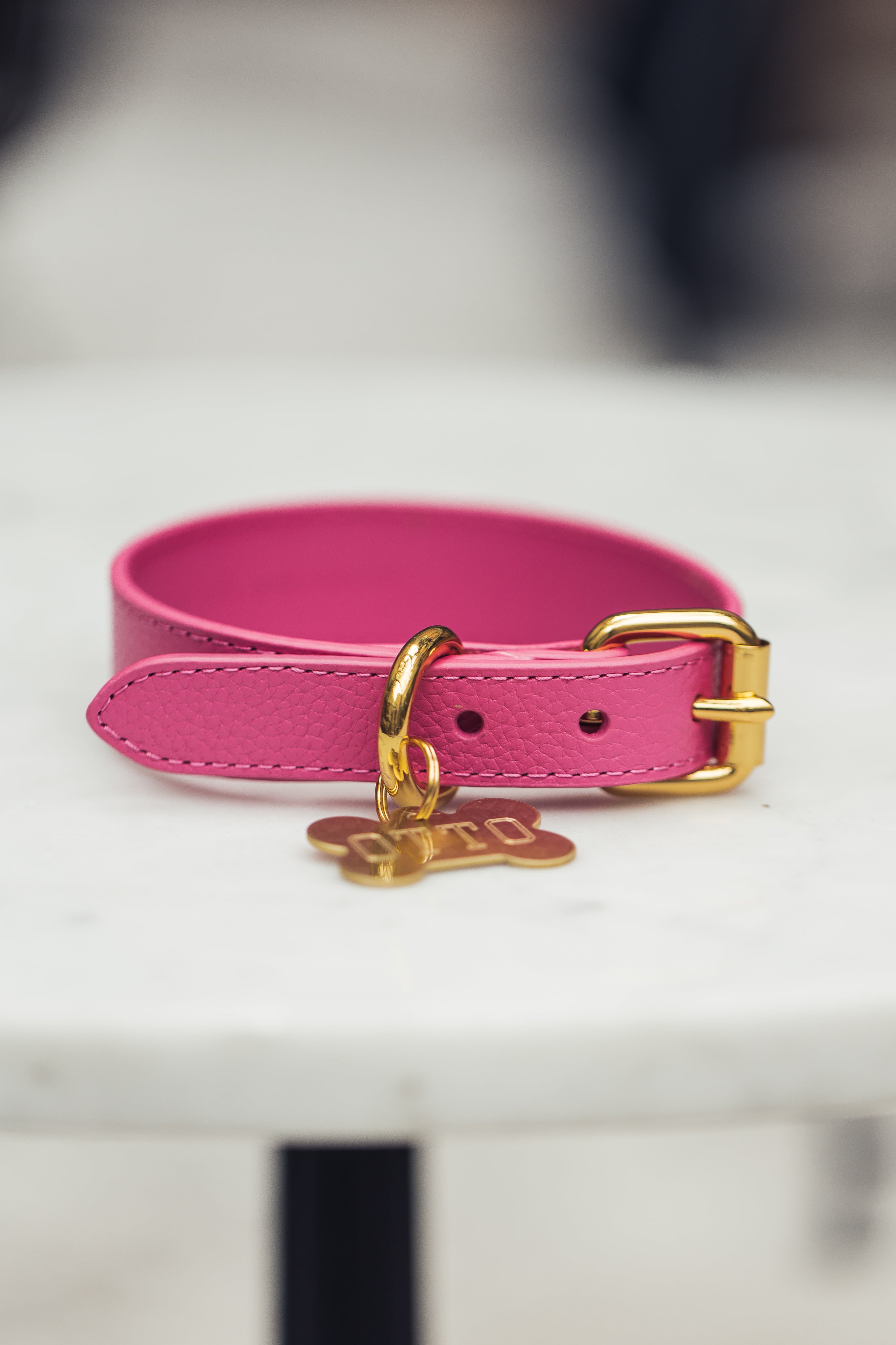 Mörkrosa Hundhalsband Smal
