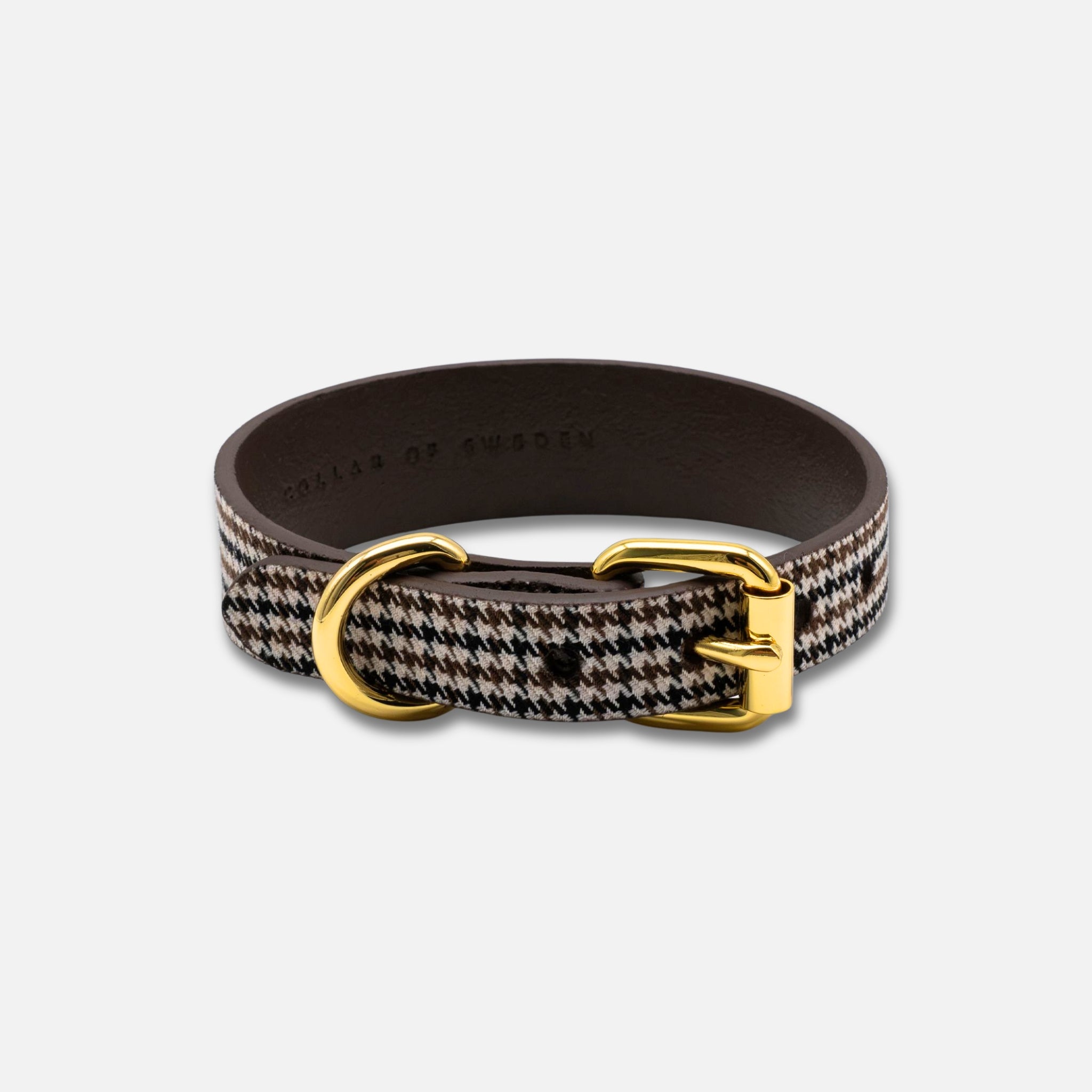 Beige Hundtandsmönster Hundhalsband Smal