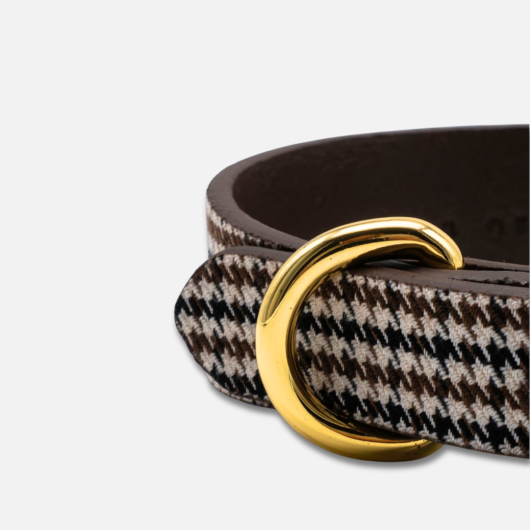 Beige Hundtandsmönster Hundhalsband Smal