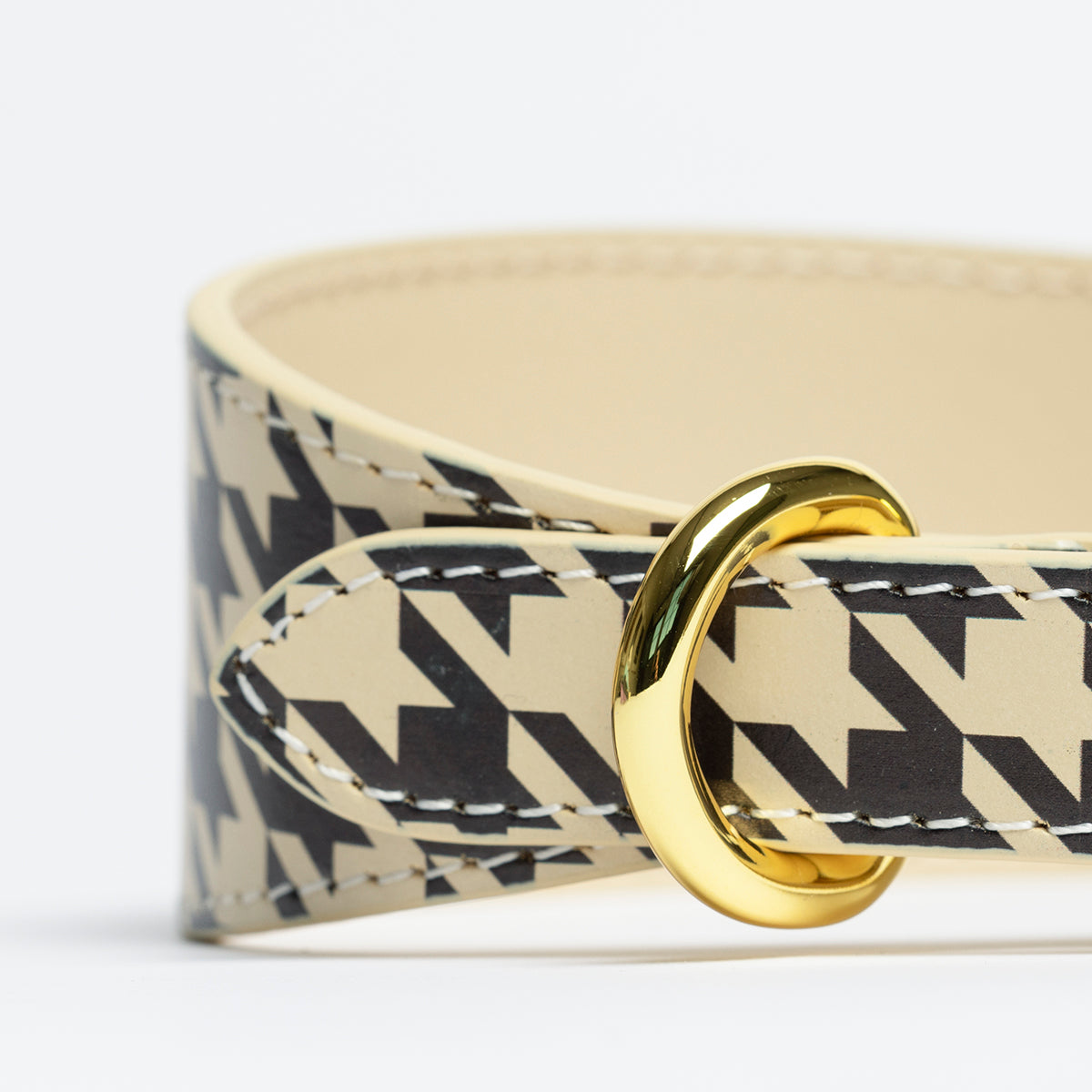 Beige Hundtandsmönster Hundhalsband Bred