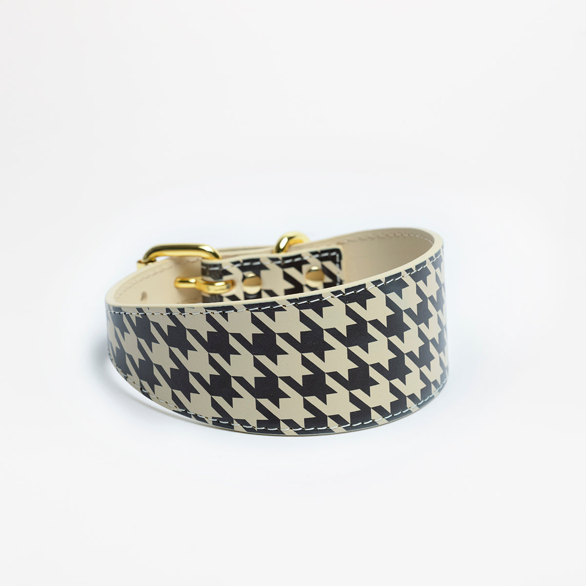 Beige Hundtandsmönster Hundhalsband Bred