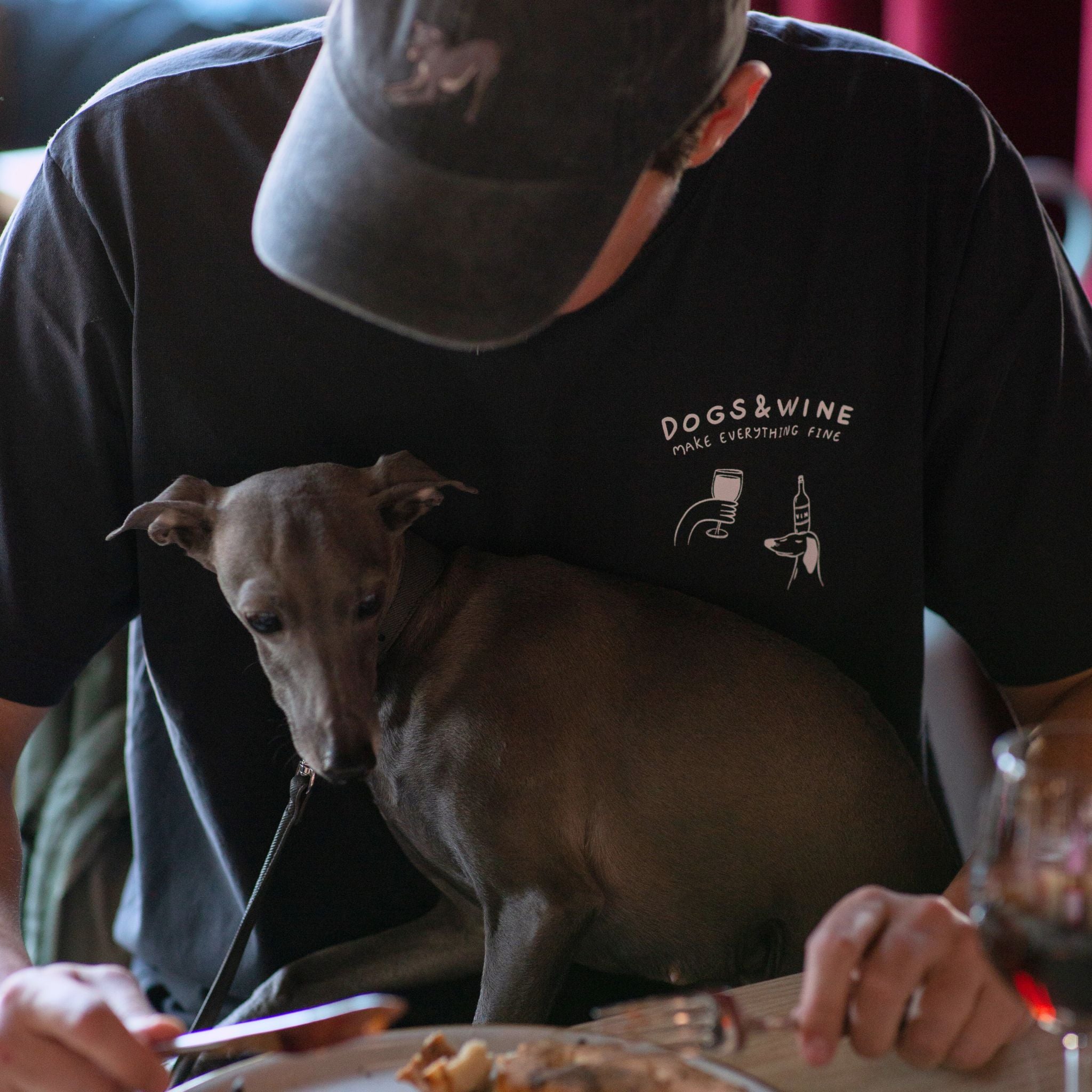 Vintage Svart T-Shirt - Dogs & Wine Make Everything Fine