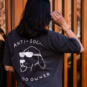 Vintage Svart T-shirt - Anti-Social Dog Owner 