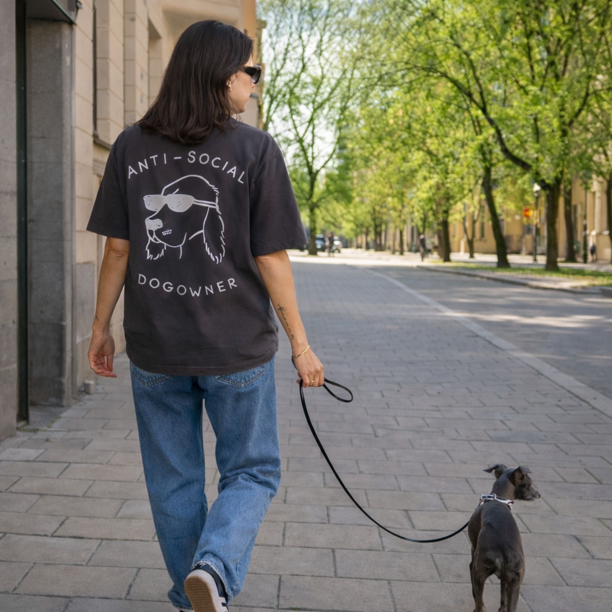 Vintage Svart T-shirt - Anti-Social Dog Owner 