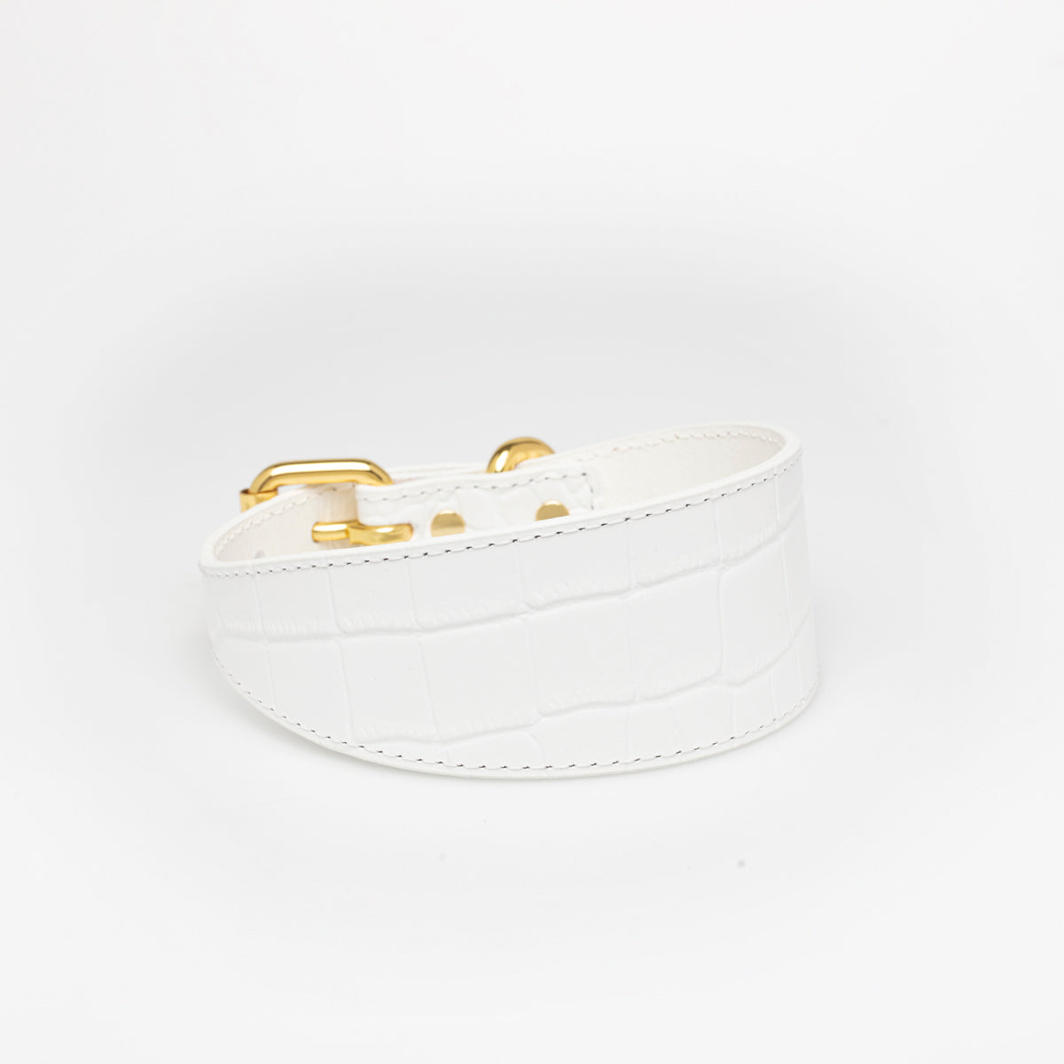Vit Croco Hundhalsband Bred