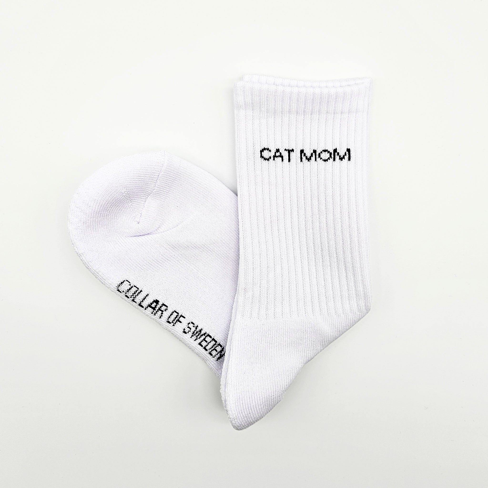 White Tube Socks - Cat Mom