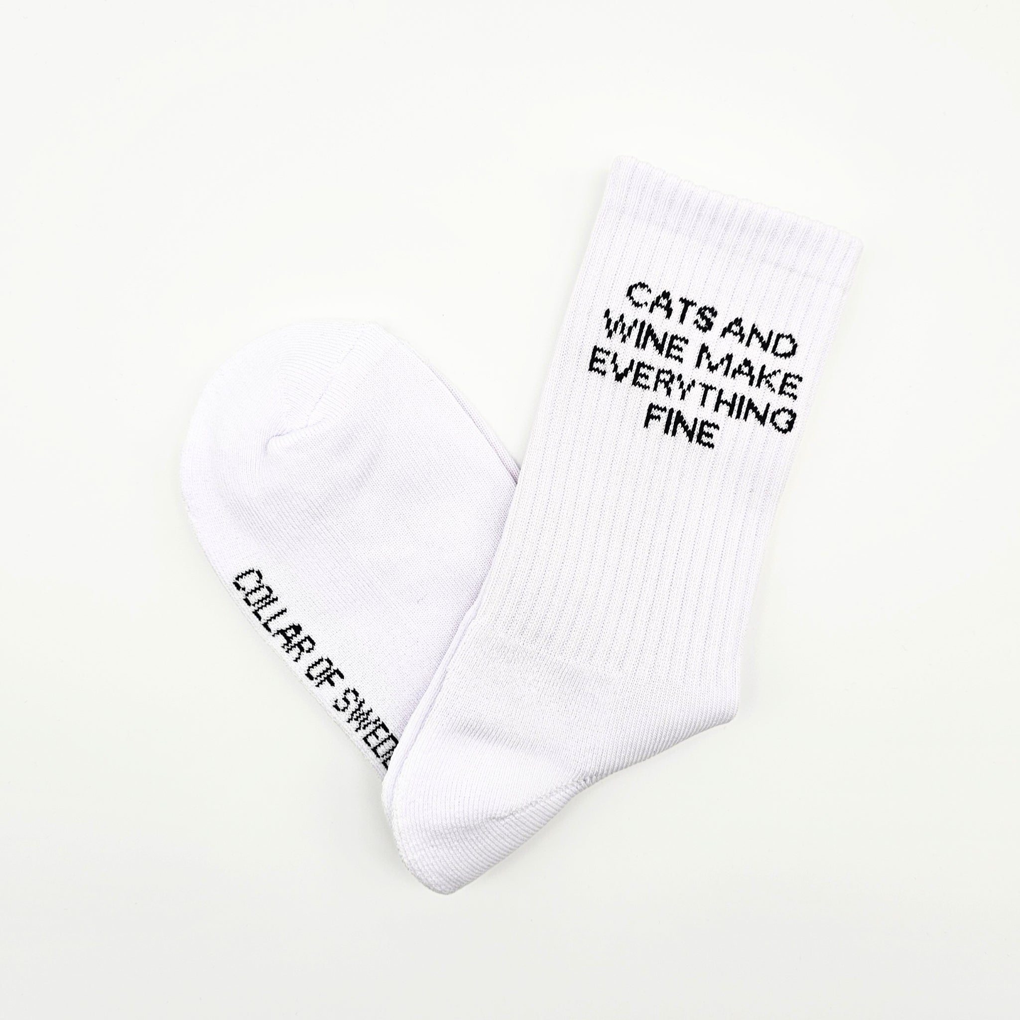White Tube Socks - Cats And Wine Make Everything Fine